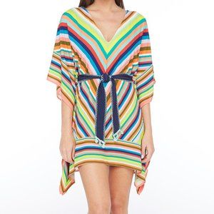 Trina Turk Yellow & Blue Rainbow Dress with tie